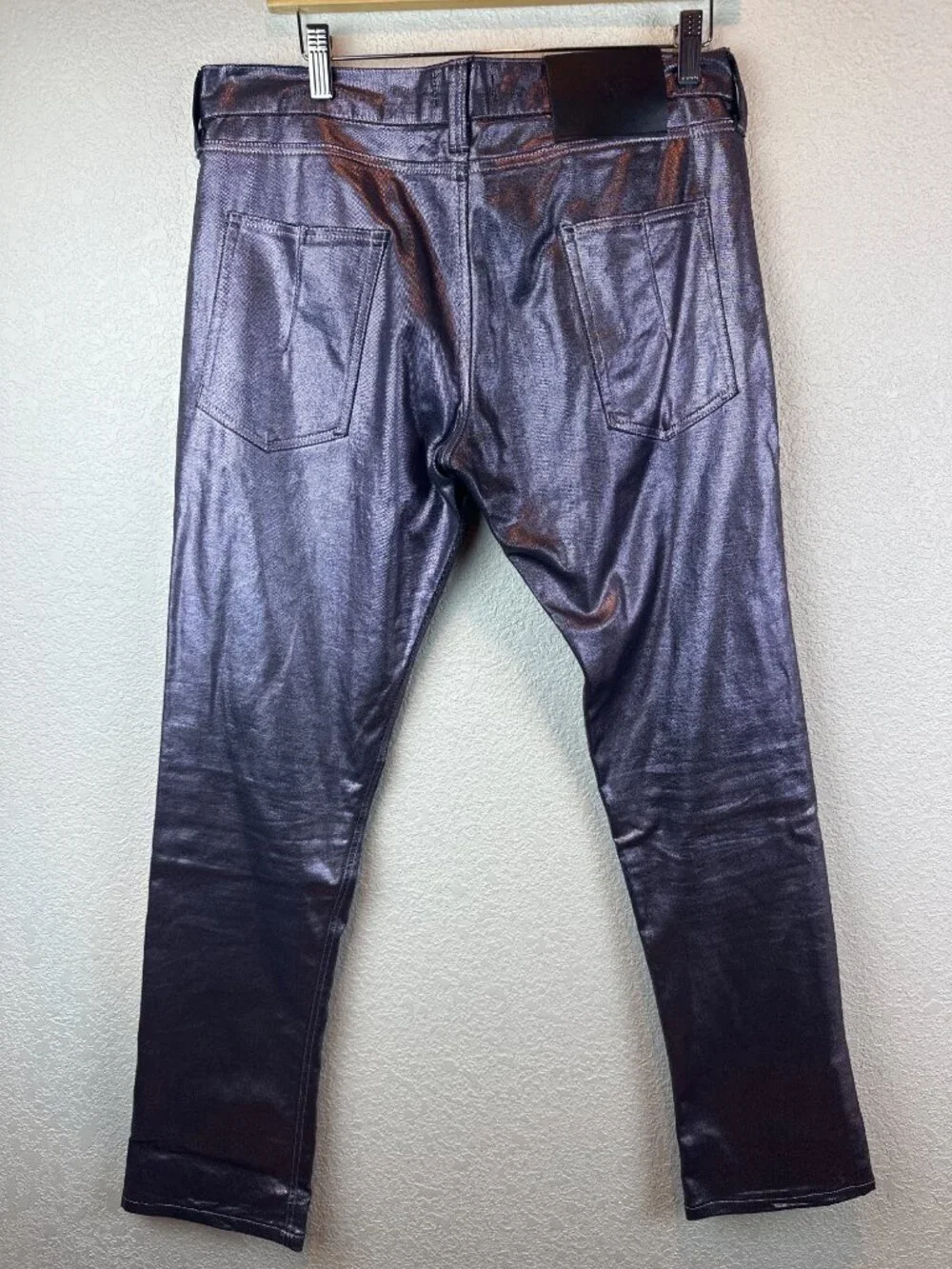 Alexander Digenova Metallic Coated Mens 32 Purple Iridescent Straight Pants